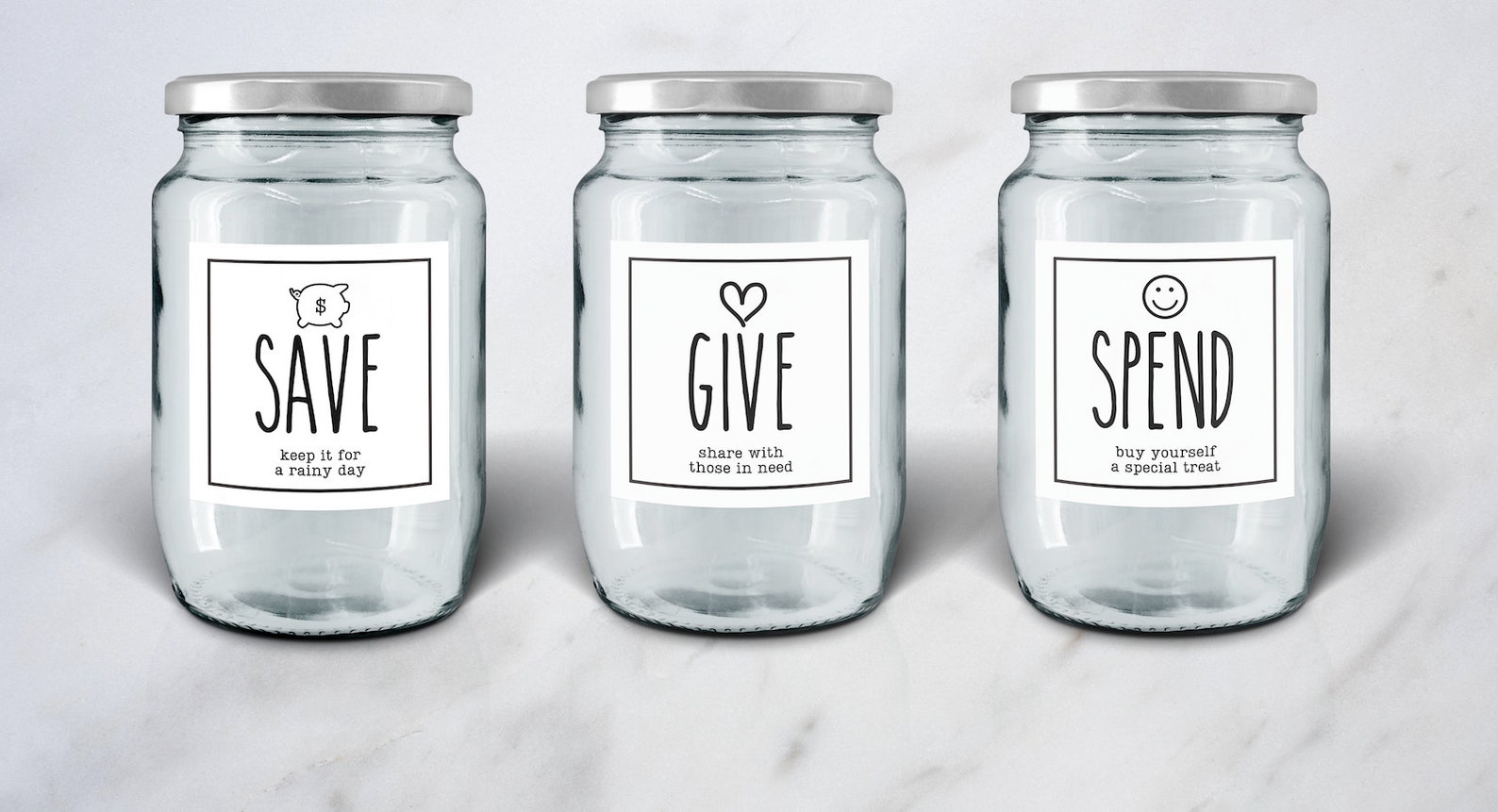 Spend Save Give Jar Labels Printable Kid Money Jar | Etsy