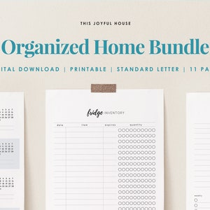 Organized Home Bundle Printable | Inventory Sheets, Cleaning Checklist, Freezer Labels, File Table of Contents