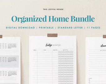 Organized Home Bundle Printable | Inventory Sheets, Cleaning Checklist, Freezer Labels, File Table of Contents