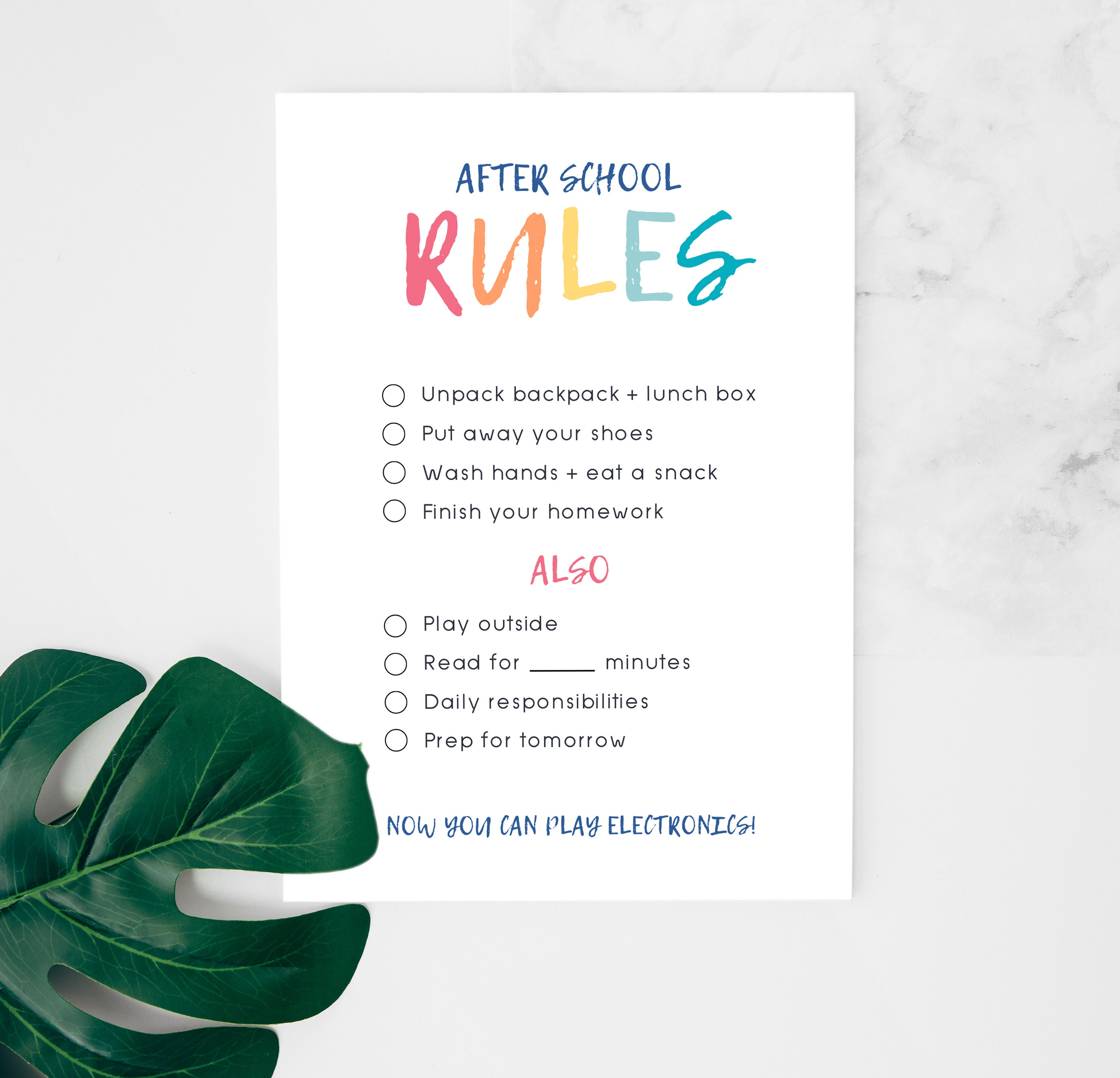 After School Rules Printable Screen Time Rules PDF Digital Etsy