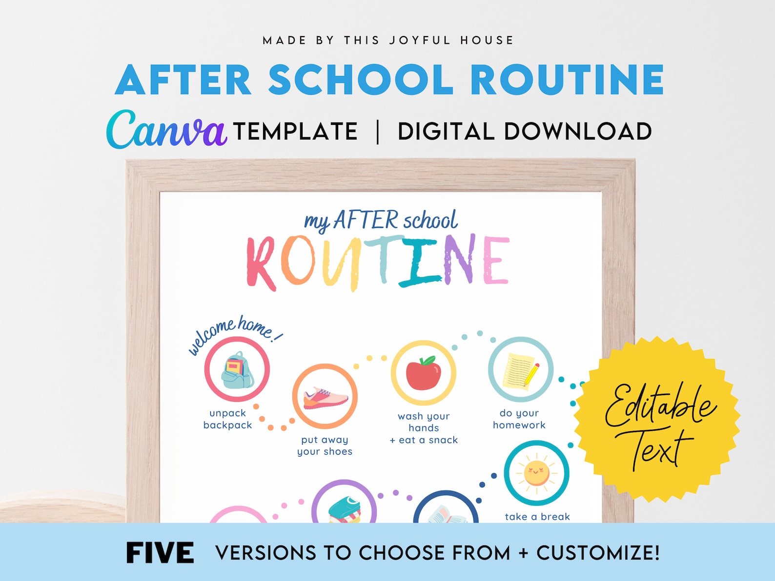 After School Routine Stickers After School Routine Canva Template | Editable Text | Digital Download ...
