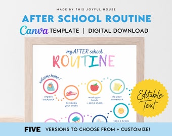 After School Routine Canva Template | Editable Text | Digital Download | Printable & Customizable