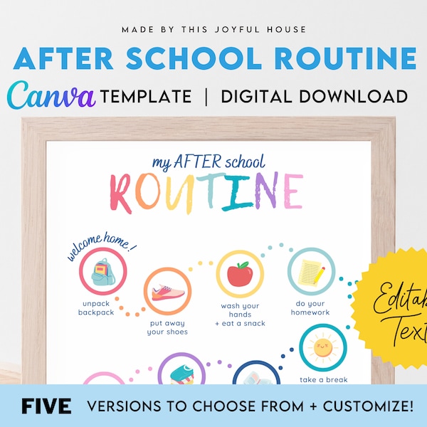 After School Routine Canva Template | Editable Text | PDF Digital Download | Printable & Customizable