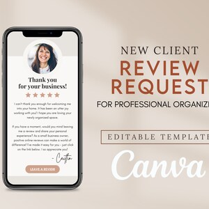 プロのオーガナイザー向けクライアントレビューリクエスト | テキストメッセージ | Canva テンプレート | デジタルダウンロード