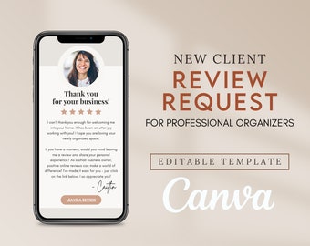 Klantbeoordelingsverzoek voor professionele organisatoren | Sms | Canvassjabloon | Digitale download