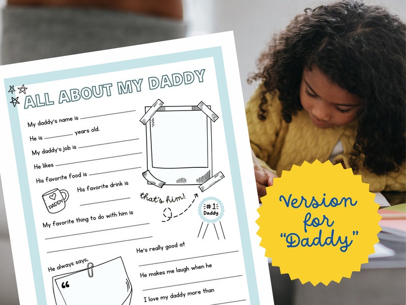 All About Dad Printable | Father's Day Keepsake | PDF | Instant Digital ...