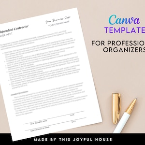 Simplified Independent Contractor Template | for Professional Organizers | Canva Template