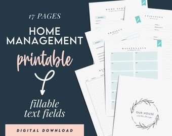 Home Management, Maintenance Tracker, and Project Planner | Digital Download | Printable | Fillable Text Fields