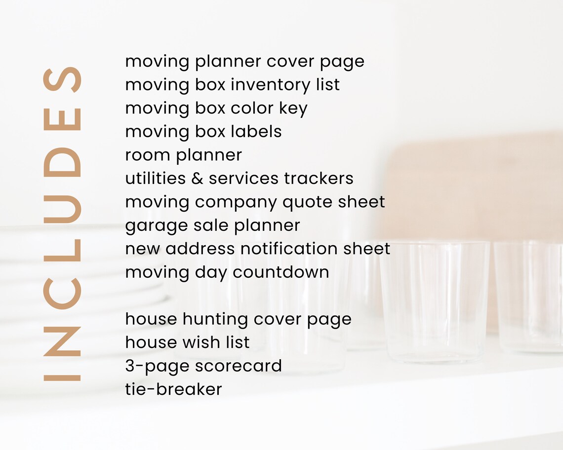 House Hunting + Moving Planner | Moving Checklist | Printable PDF ...