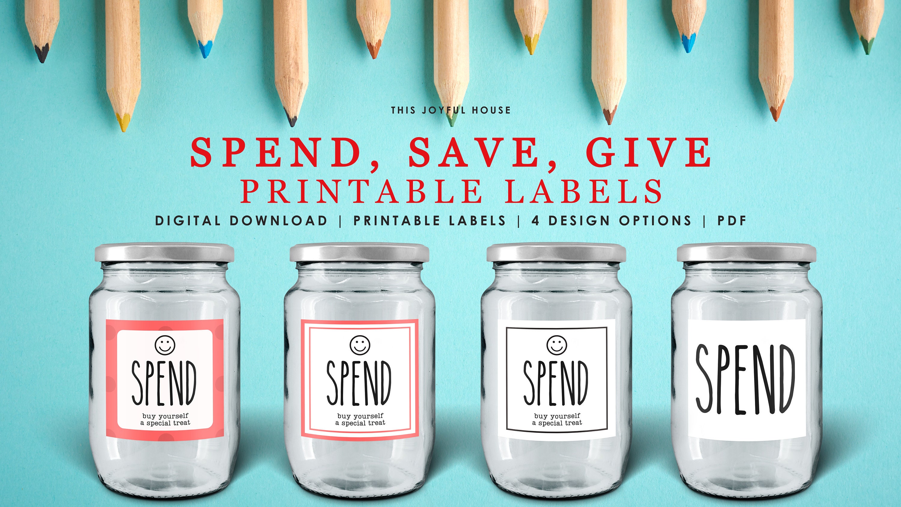 Spend Save Give Jar Labels Printable Kid Money Jar Etsy