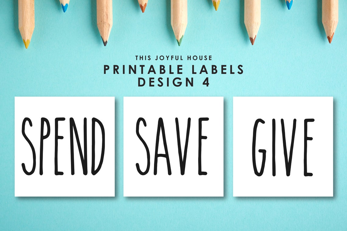 Spend Save Give Jar Labels Printable Kid Money Jar | Etsy