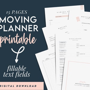 Moving Planner and Checklist  | Digital Download | Printable | Fillable Text Fields