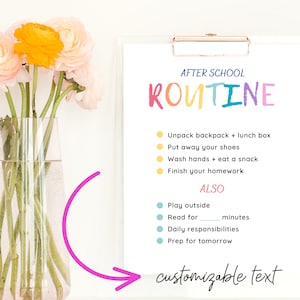 After School Routine Canva Template | Editable Text | Digital Download ...