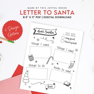 Brief an den Weihnachtsmann | Weihnachten Wunschliste | PDF Digitaler Download | Druckbar