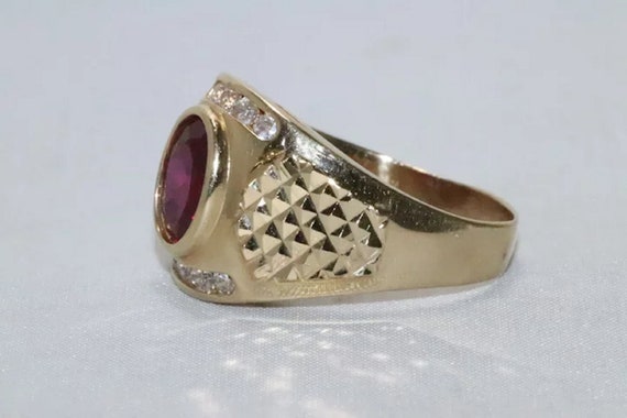 14 KT Yellow Gold Lab Created White And Ruby Ston… - image 5