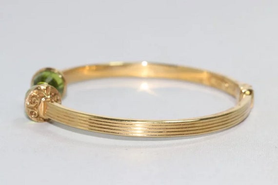 14 KT Yellow Gold Natural Peridot Italian Bracelet - image 2