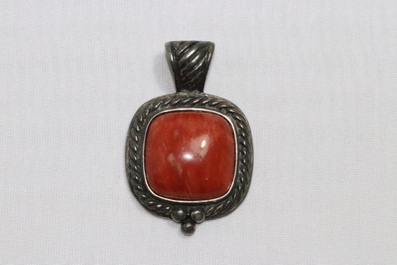 Vintage Sterling Silver Brown Onyx Pendant - image 2