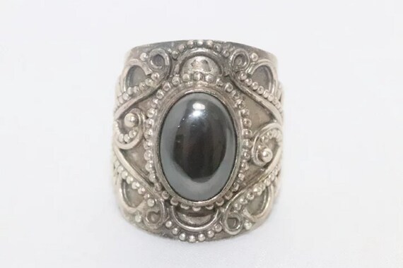Sterling Silver Hematite Stone Ring - image 2