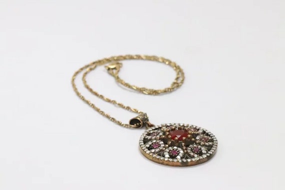 Vintage Sterling Silver Garnet Necklace - image 4