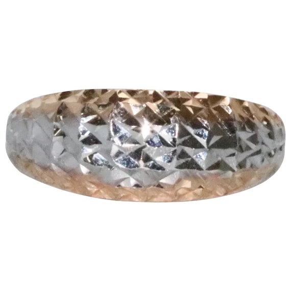 14 KT Russian Two Tone Gold Diamond Cuts Ring - image 1