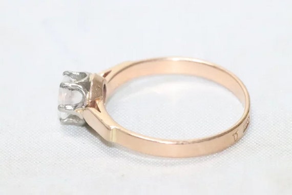 Vintage 14KT Rose Gold Prong Set Crown Moonstone … - image 3