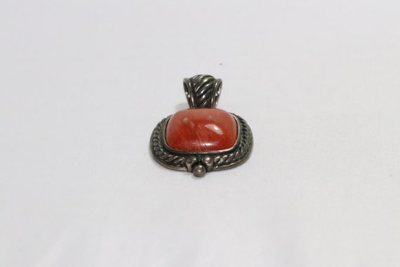 Vintage Sterling Silver Brown Onyx Pendant - image 4