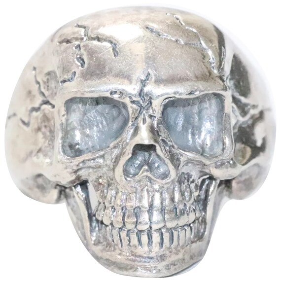 Sterling Silver Cracked Skull Ring