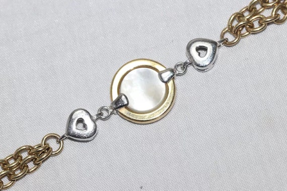 14 KT Two Tone Gold Mother of Pearl Bracelet - image 3