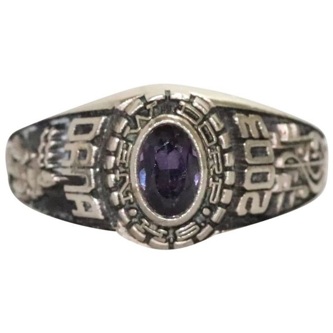 14 KT White Gold Amethyst School Ring - Etsy