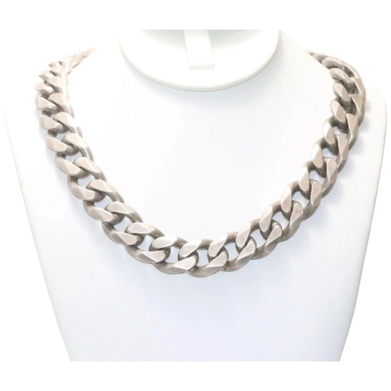 Sterling Silver Cuban Link Chain Necklace image 1
