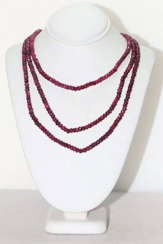 Sterling Silver Tri-Layered Ruby Necklace - image 3