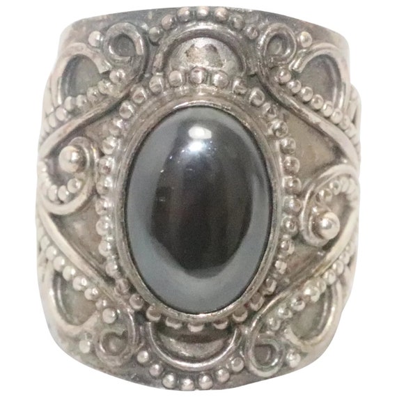 Sterling Silver Hematite Stone Ring - image 1