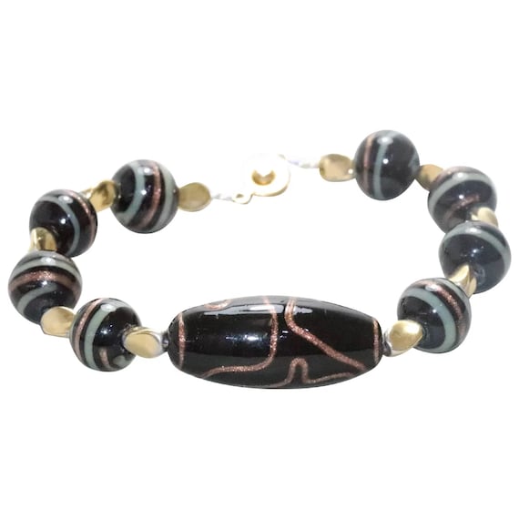 Vintage Glass Beaded Bracelet Gem