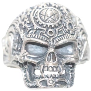 Vintage Sterling Silver Mechanical Skull Ring