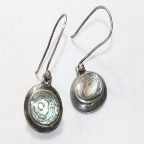 Vintage Sterling Silver Labradorite Earrings - image 3
