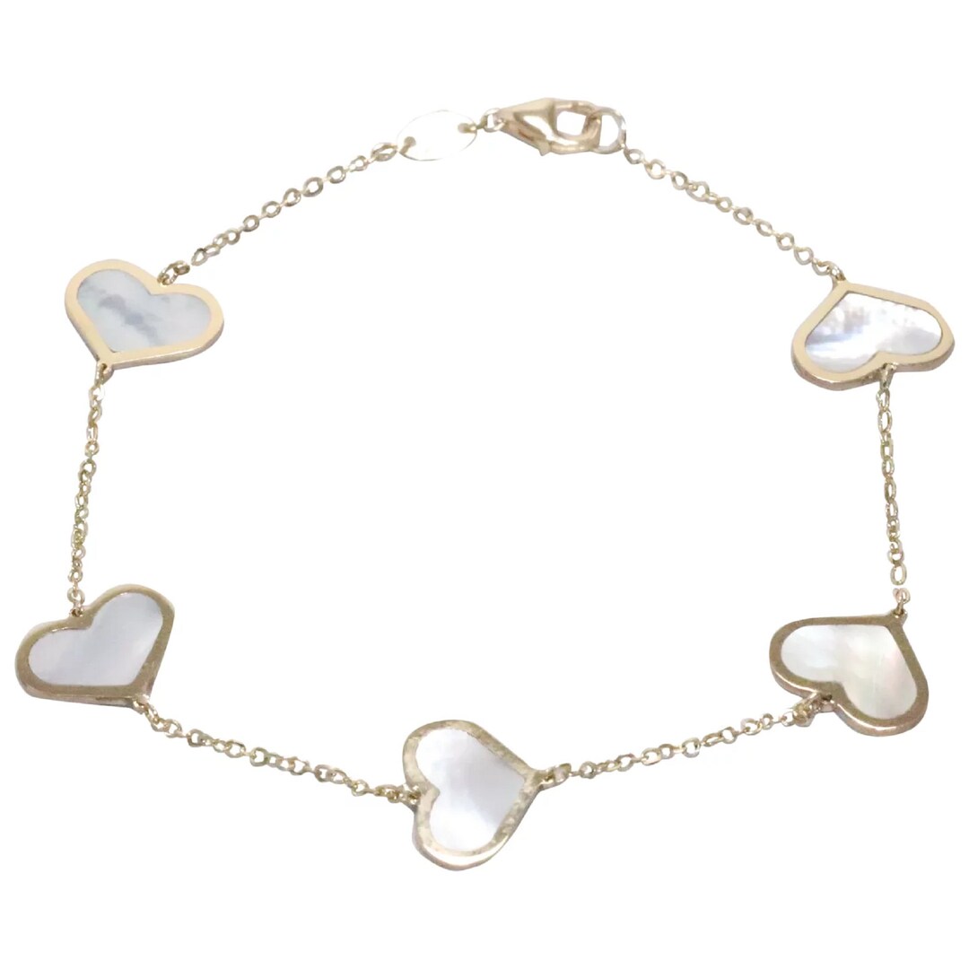 14Kゴールド マザーオブパール ハートブレスレット - Etsy 日本