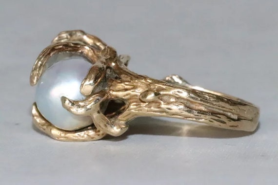 Vintage 14K Yellow Gold Double Baroque Pearl Ring - image 6