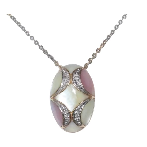 14K Yellow Gold Pink Yellow Diamond Mother Of Pear