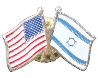 Vintage Kostüm Amerika Israel Flagge Anstecker