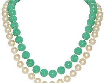 Vintage Jade and Pearl Necklace