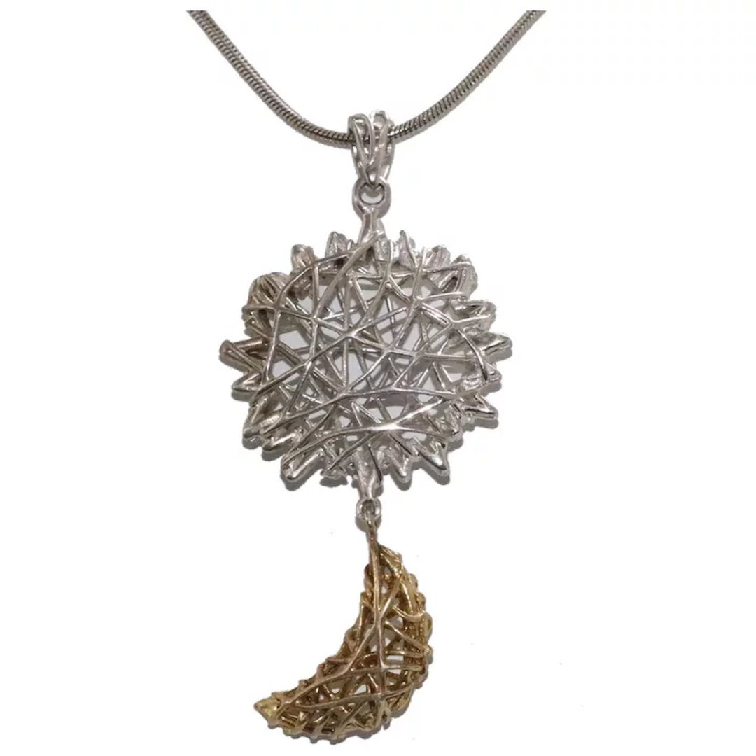 Sterling Silver Moon and Sun Necklace - Etsy