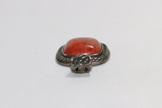 Vintage Sterling Silver Brown Onyx Pendant - image 6