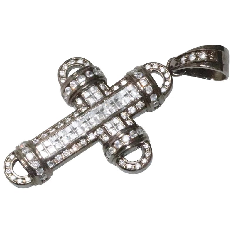 Vintage Sterling Silver Cubic Zirconia Cross Pendant