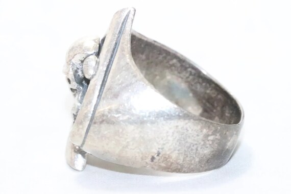 Sterling Silver Skull And Bones Spade Ring - image 4