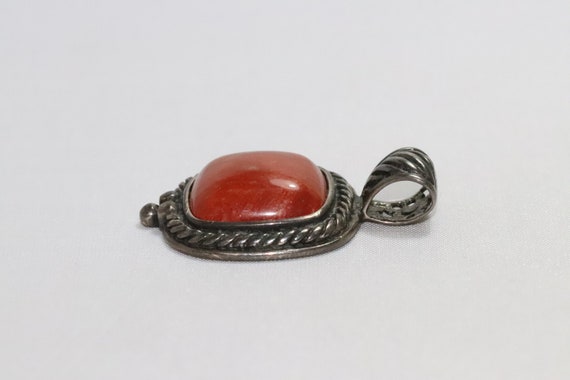 Vintage Sterling Silver Brown Onyx Pendant - image 5