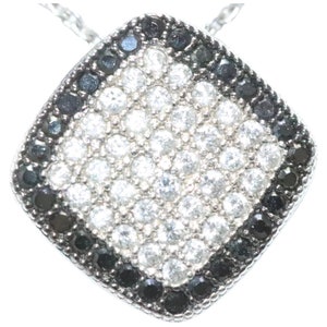Sterling Silver Black And White Cubic Zirconia Necklace