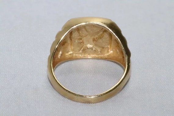 14 KT Two Toned Gold Eagle Nugget Ring - image 4