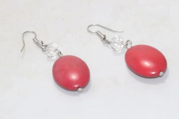 Vintage Synthetic Coral Earrings - image 3