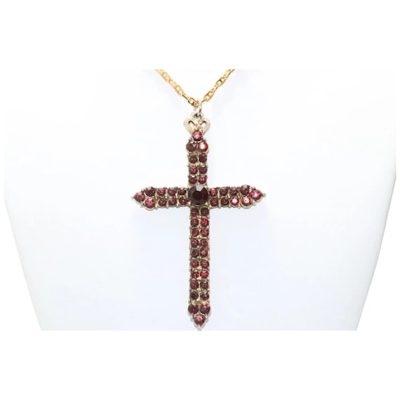 Vintage Costume Cross Necklace Gem