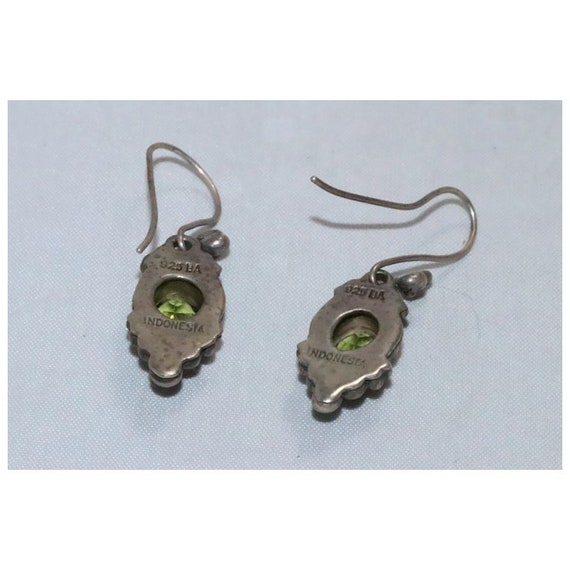 Vintage Sterling Silver Peridot Dangle Earrings - image 4